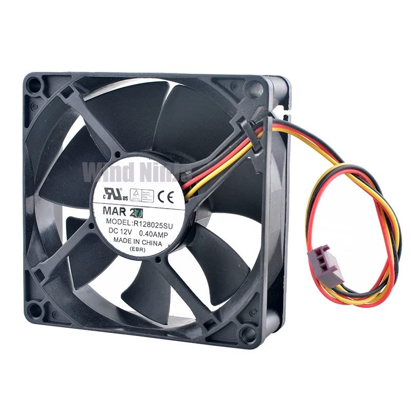 R128025SU 8cm 80mm fan 80x80x25mm DC12V 0.40A 3pin Hydraulic bearing high-speed cooling fan for chassis CPU