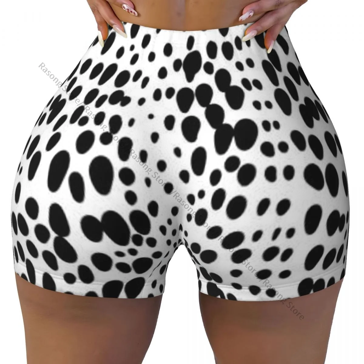 Push Up Short Elasticity Scrunch Butt Dalmatian Dog Texture Running Shorts Sports Shorts Womens Clothes Gym