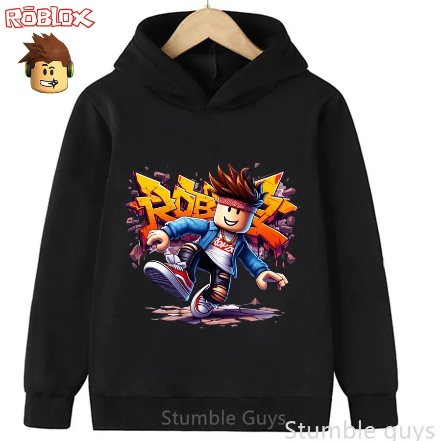Sudadera con capucha de moda Roblox para niños, sudadera de otoño con estampado de personajes del juego en 3D, ropa cálida para niños y niñas