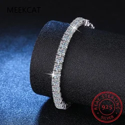3mm 4mm Moissanite Tennis Bracelets 925 Sterling Silver Full Diamond with Gold Plated GRA Wedding Fine Jewelry for Women