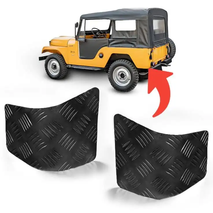 Pair Rear Protection Body Jeep Cj5 1957-1982-Al-Black