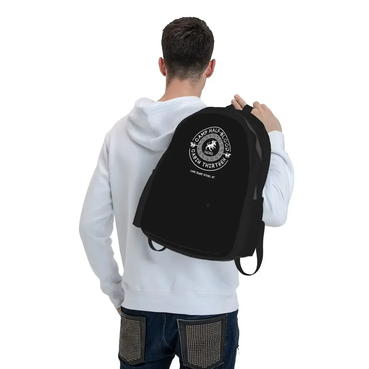 Cabin Thirteen Hades Percy Jackson Camp Half-Blood Student Backpack School Bag Hiking Travel Daypack Bookbag Shoulder Bags