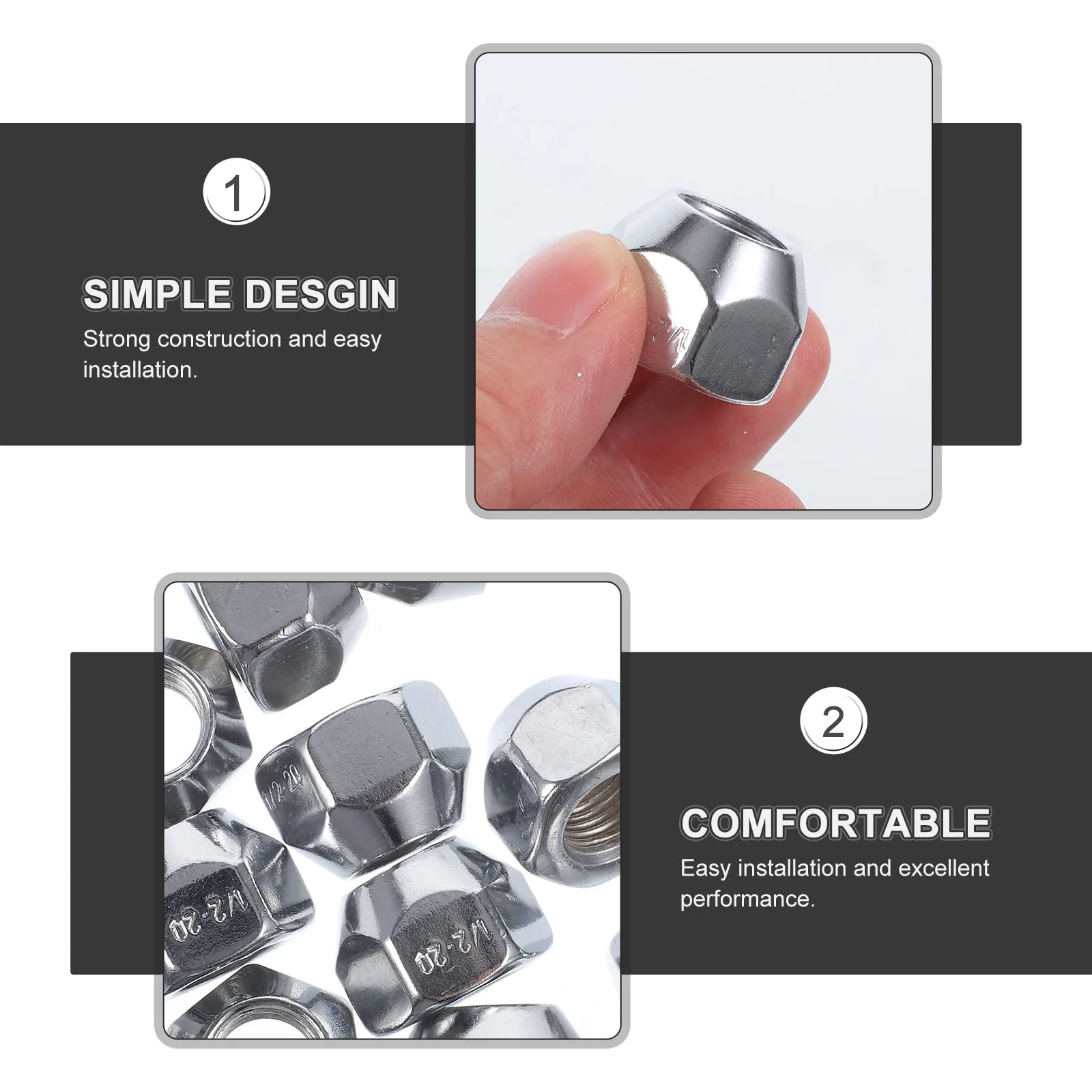 

10Pcs X 1.5 Lug Nuts Carbon Steel Trailer Wheel Nuts Direct Replacement for Trailer Hub Strong Grip Design