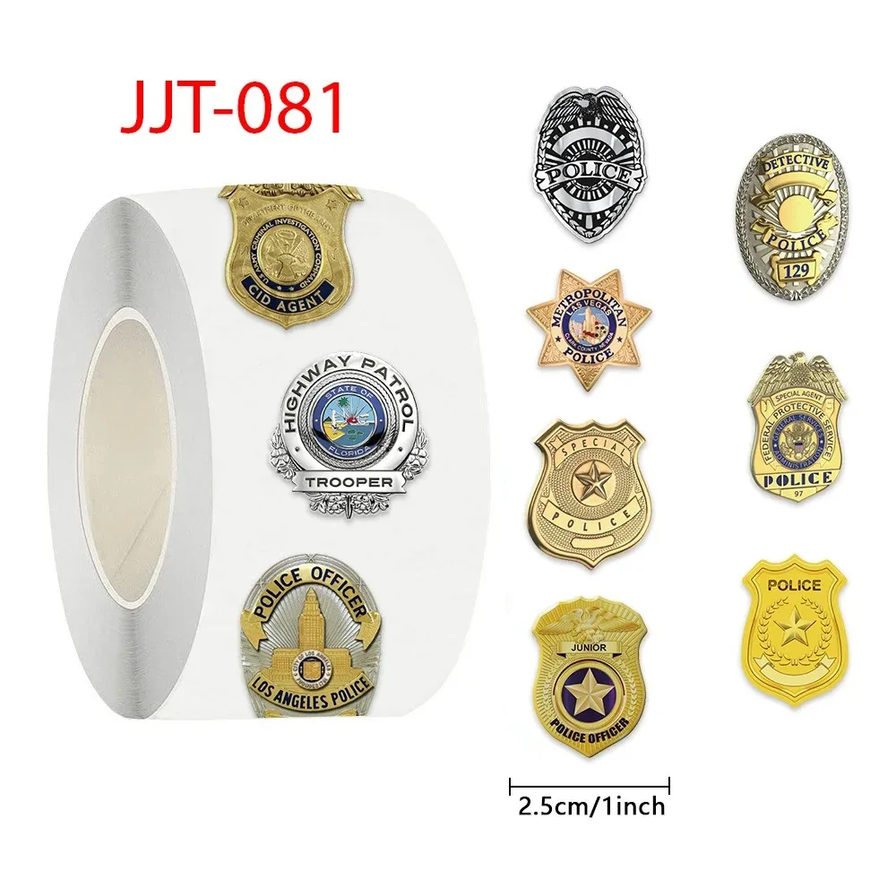 500 шт./рулон, креативный имитационный полицейский значок, граффити, наклейки, памятная брошь, наклейки, декоративные чехлы для телефонов, велосипедные чашки