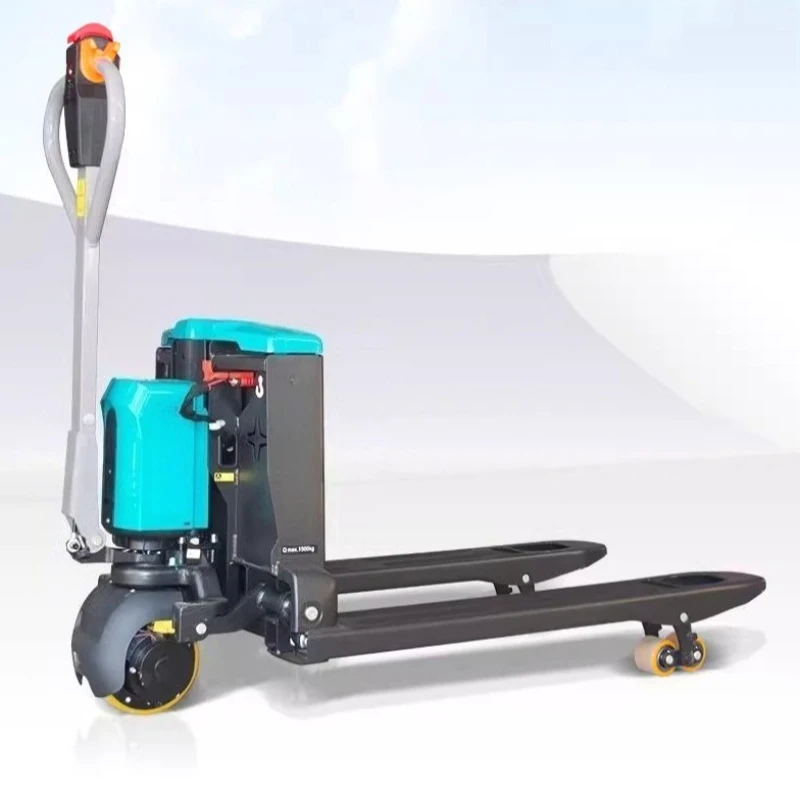 Fully electric 1.5 ton lithium battery hydraulic pallet truck 2 ton ground bull lift loading and unloading truck