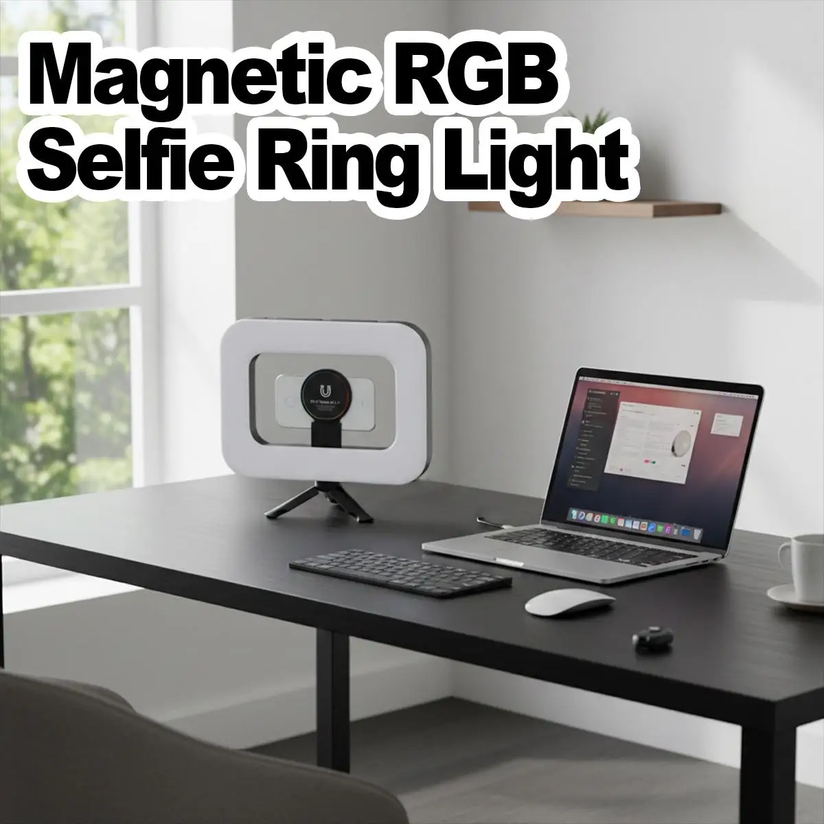 

Handheld Magnetic Fill Light RGB LED Rechargeable Selfie Ring Light With Tripod Stand For Vlogging Camera Vlog PC Desk Room