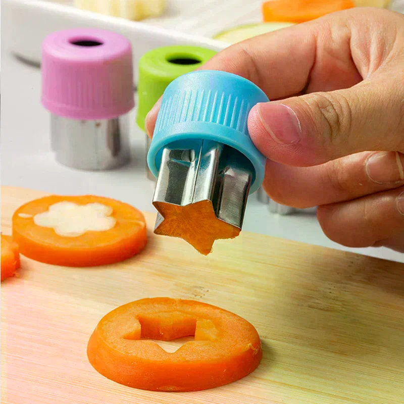 3pcs/set Star Heart Shape Vegetables Cutter Plastic Handle Portable Cook Tools Stainless Steel Fruit Cutting Die Kitchen Gadget