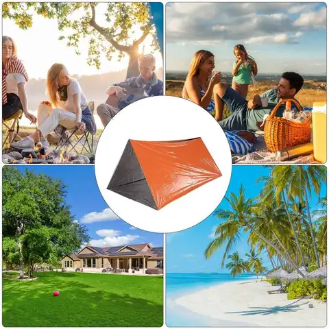 आउटडोर सर्वाइवल गियर किट, कैम्पिंग, लंबी पैदल यात्रा, आपातकाल के लिए बहुक्रियाशील उपकरण 10 best sales आपातकालीन तम्बू - №7