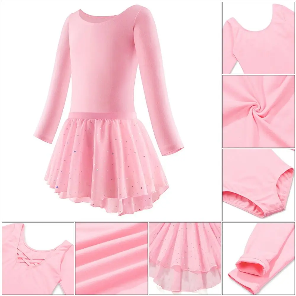 Vestido de Ballet de manga larga a la moda, ropa de actuación de algodón con lentejuelas, vestido de fiesta moderno, vestido de princesa para baile