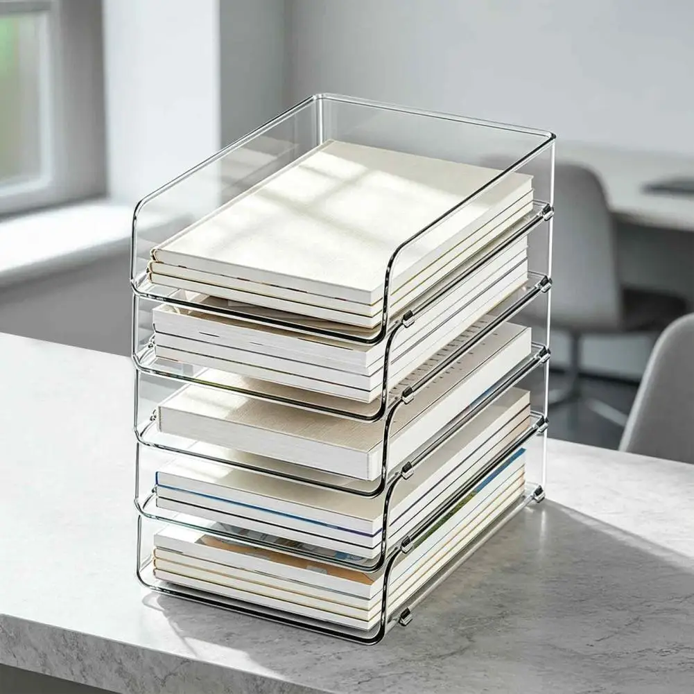 Plastic Storage Bin Modular Drawer System Acrylic Paper Organizer Letter Tray Stackable Desk File for Documents for Kitchen