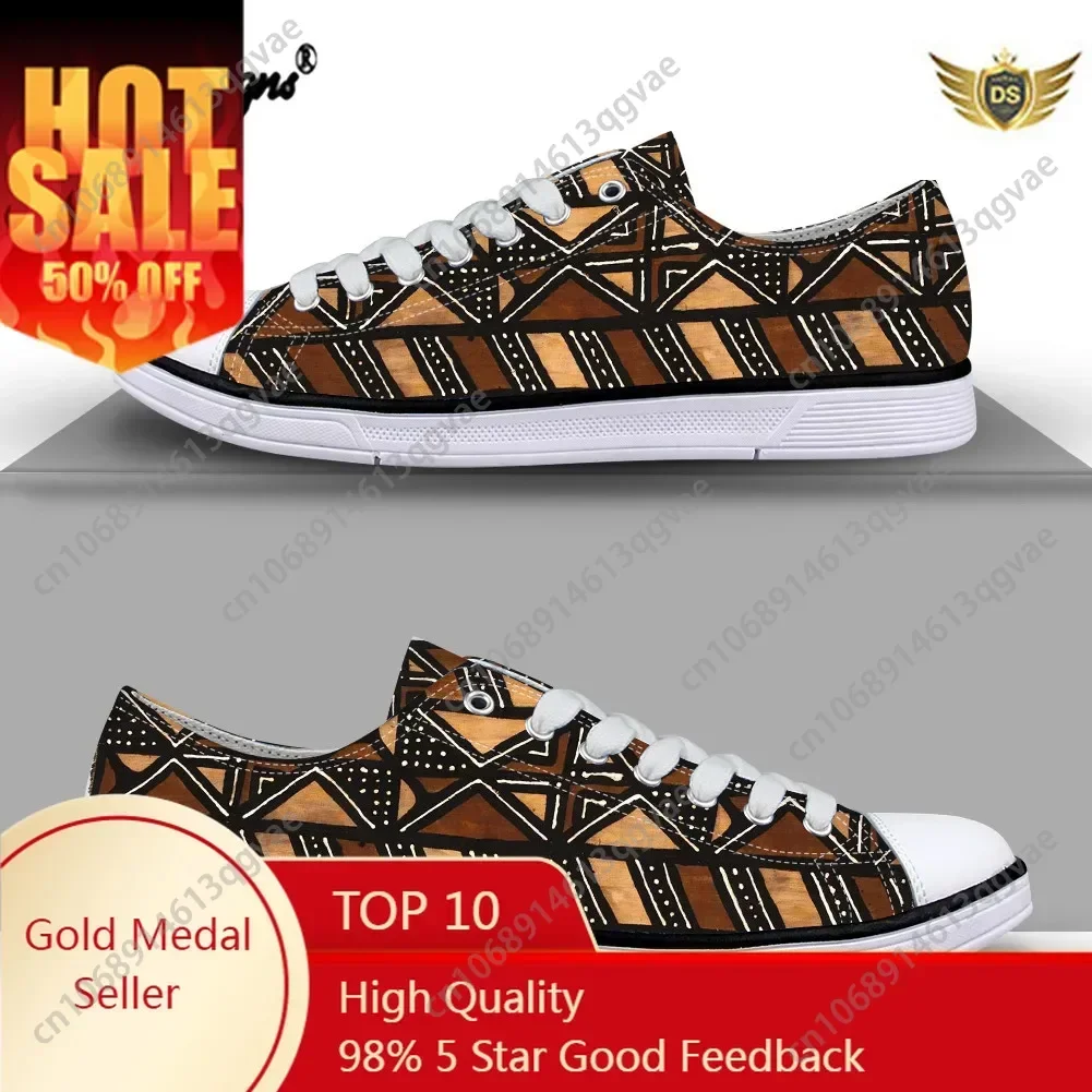 

African Bogolan Tribal Pattern Low Top High Quality Sneakers Mens Womens Teenager Canvas Sneaker Couple Shoes Custom Made Shoe