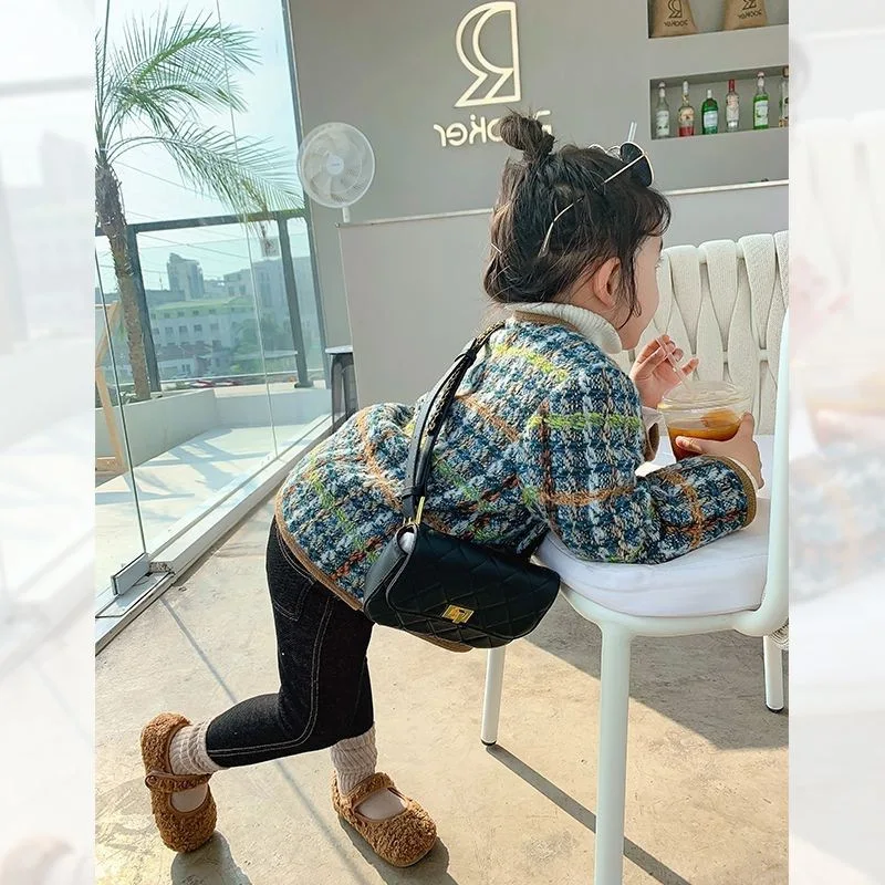 Fall Children's Fashion Plaid Jacket 2023 Girls Collegiate Style Cute Coat Little Girl Vacation Outing Costume Kids Clothes