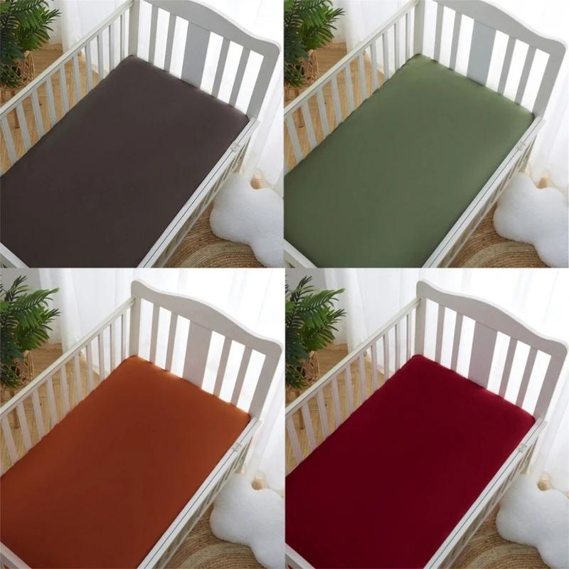 B2EB Bed Mattress Sheets Mattress Cover Baby Cot Crib Fitted Sheet for Boys Girls Kids Newborn Solid Color Bedspread