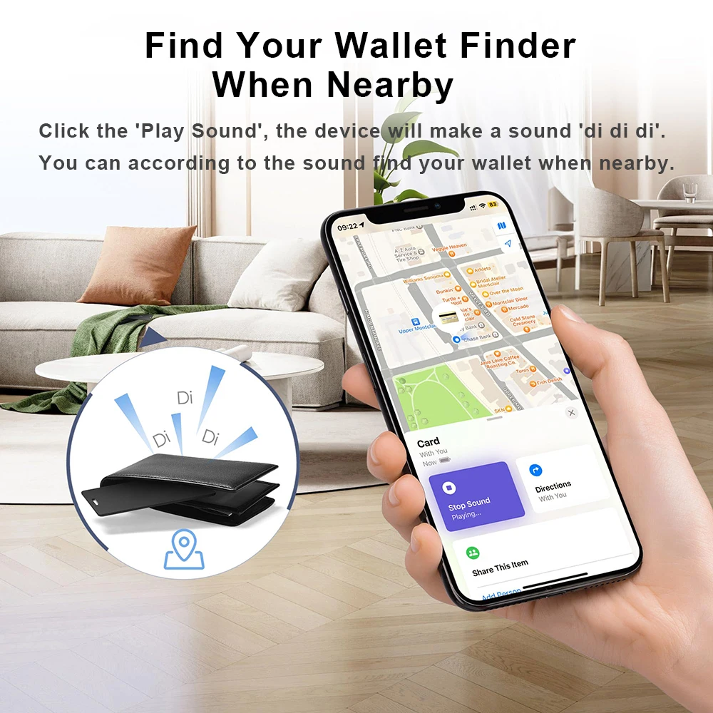 Smart Ultra-thin Wireless Charging Wallet Tracking Card GPS locator Smart Tag iPhone Device Find My Key Finder Bluetooth Tracker