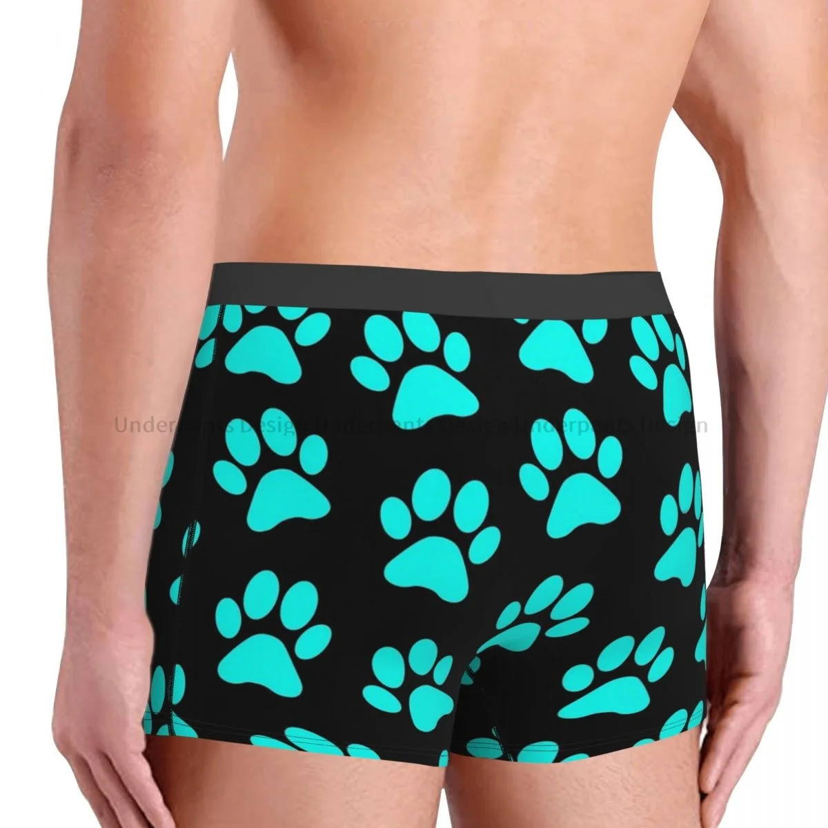 Paw Print Pattern Aqua Animal Cute Forest Ocean Underpants Breathbale Panties Man Underwear Comfortable Shorts Boxer Briefs