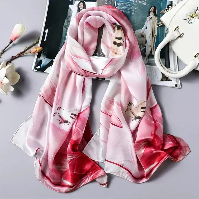 DANKEYISI Pure Silk Scarf Women Scarf Real Silk Long Spring Autumn Scarves Ladies Brand Silk Neck Scarf Female Shawl Foulard