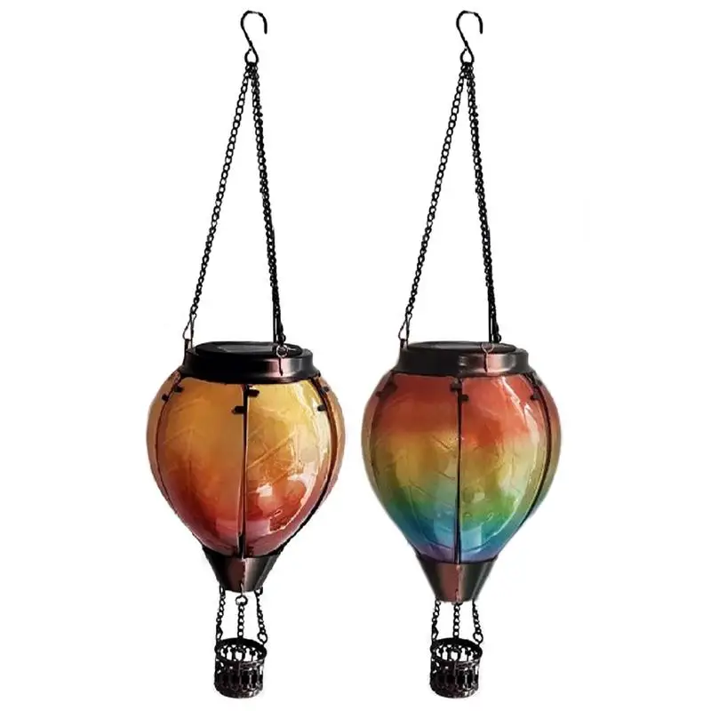 

Hot Air Balloon Solar lamp Glass Solar Flickering Lantern Waterproof Hanging Air Balloon Lantern For Patio Garden Porch Pathway