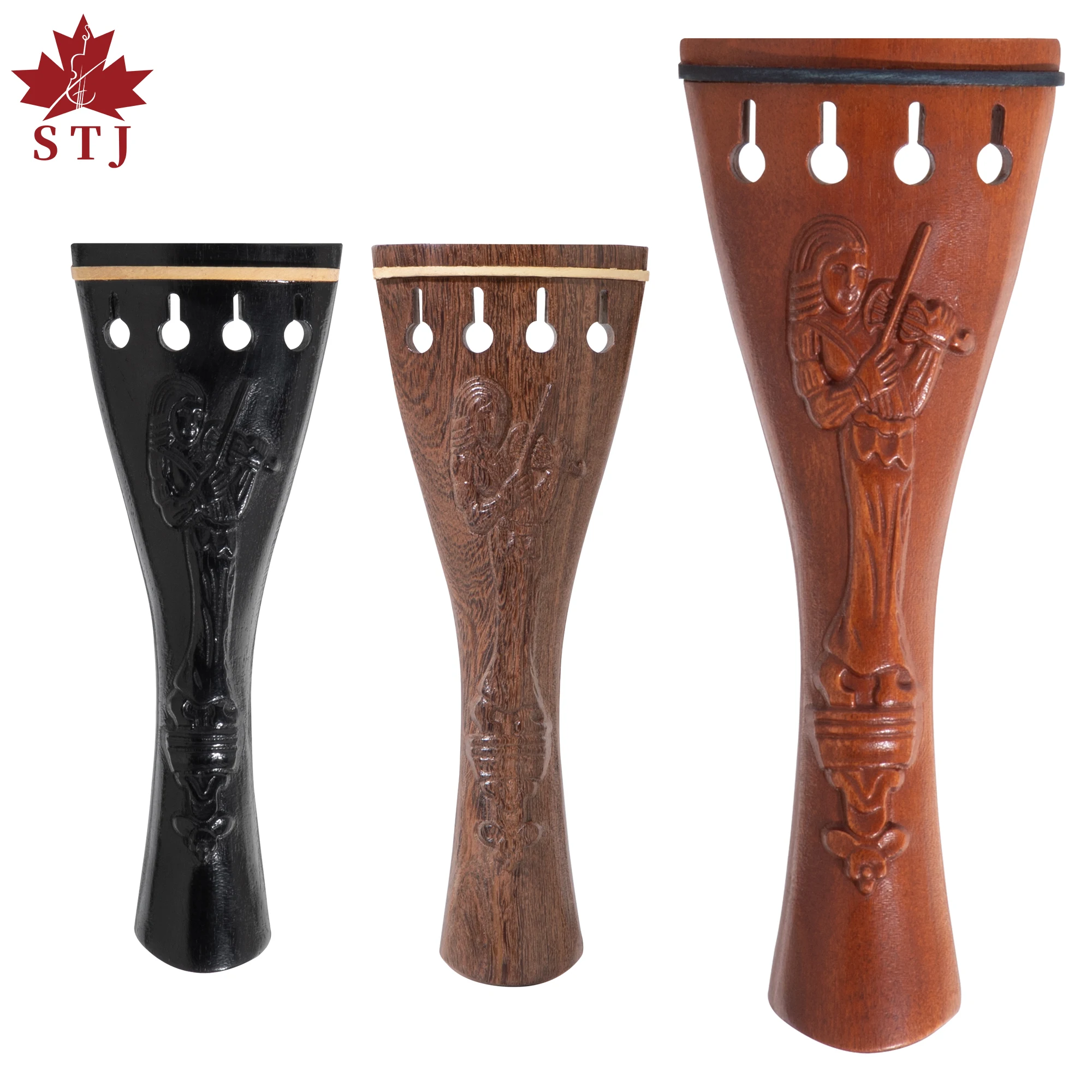 STJ Exquisite Hand-carved Violinist 4/4 Violin Parts Full Set Tailpiece+Tuning Peg+Endpin+Chinrest Violin Accessories