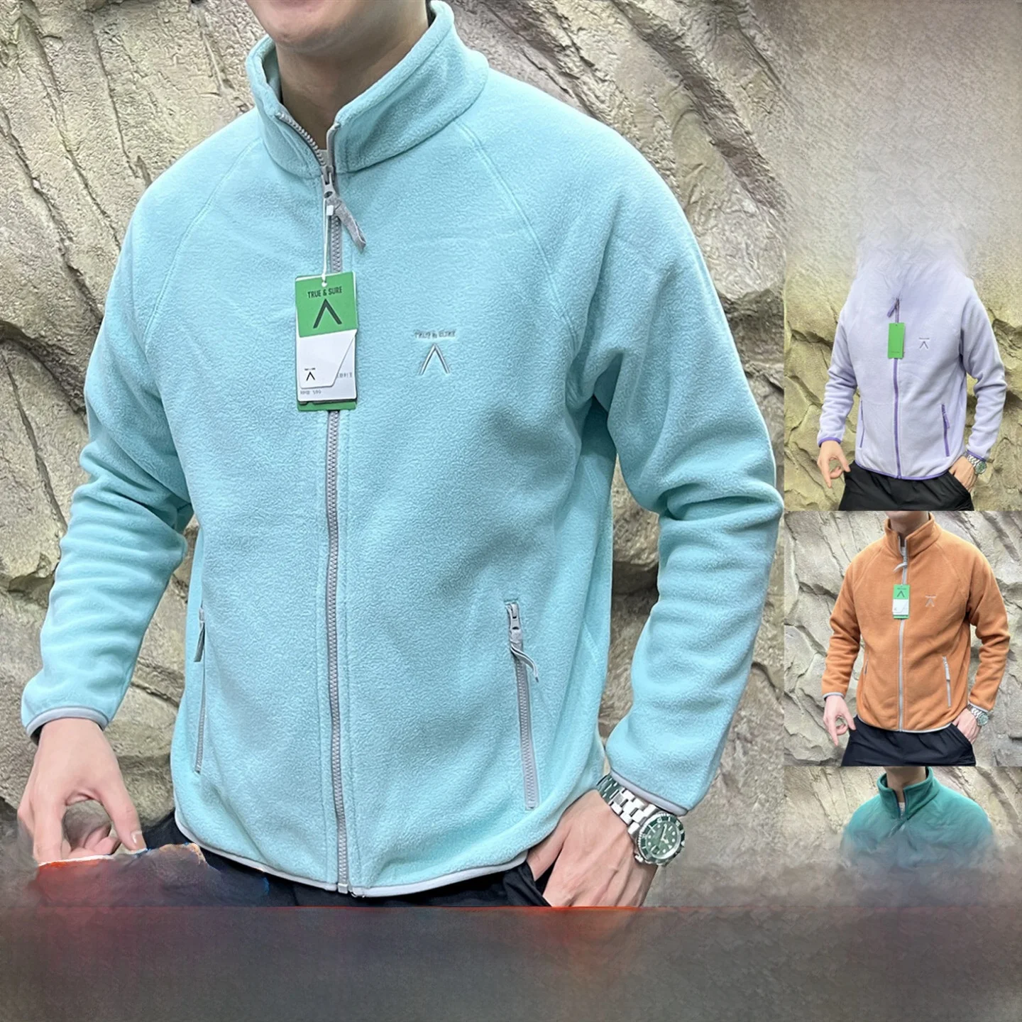 

Couple's Sle Lamb Velvet Stand Collar Cardigan Jaet Fce Zipper Sweatirt aggy Outerwear Polyester Fiber Long Sve