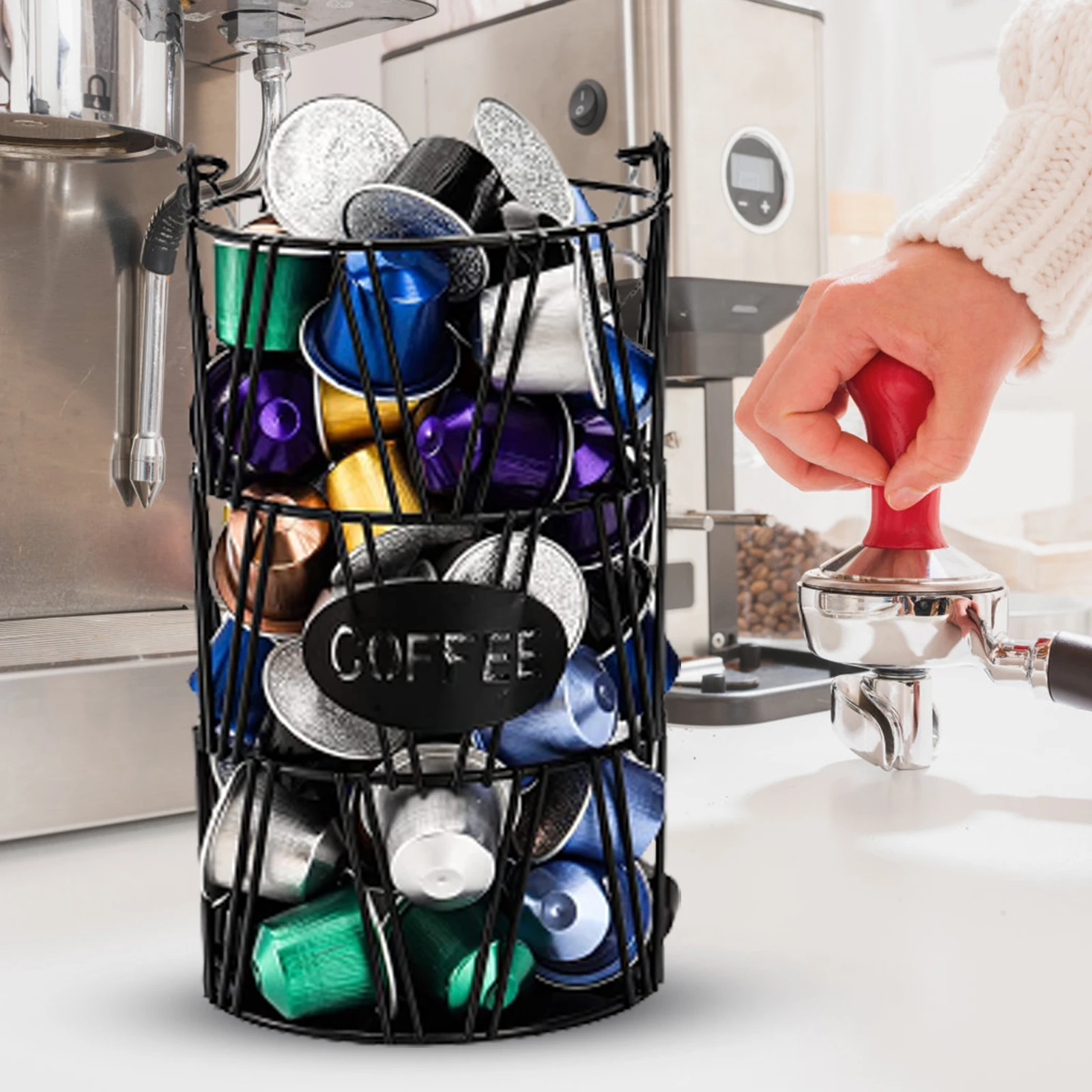 

Coffee Pod Holder With Handle 1-piece Espresso Storage Basket Capsule Container And Snack Storage Box for Countertops