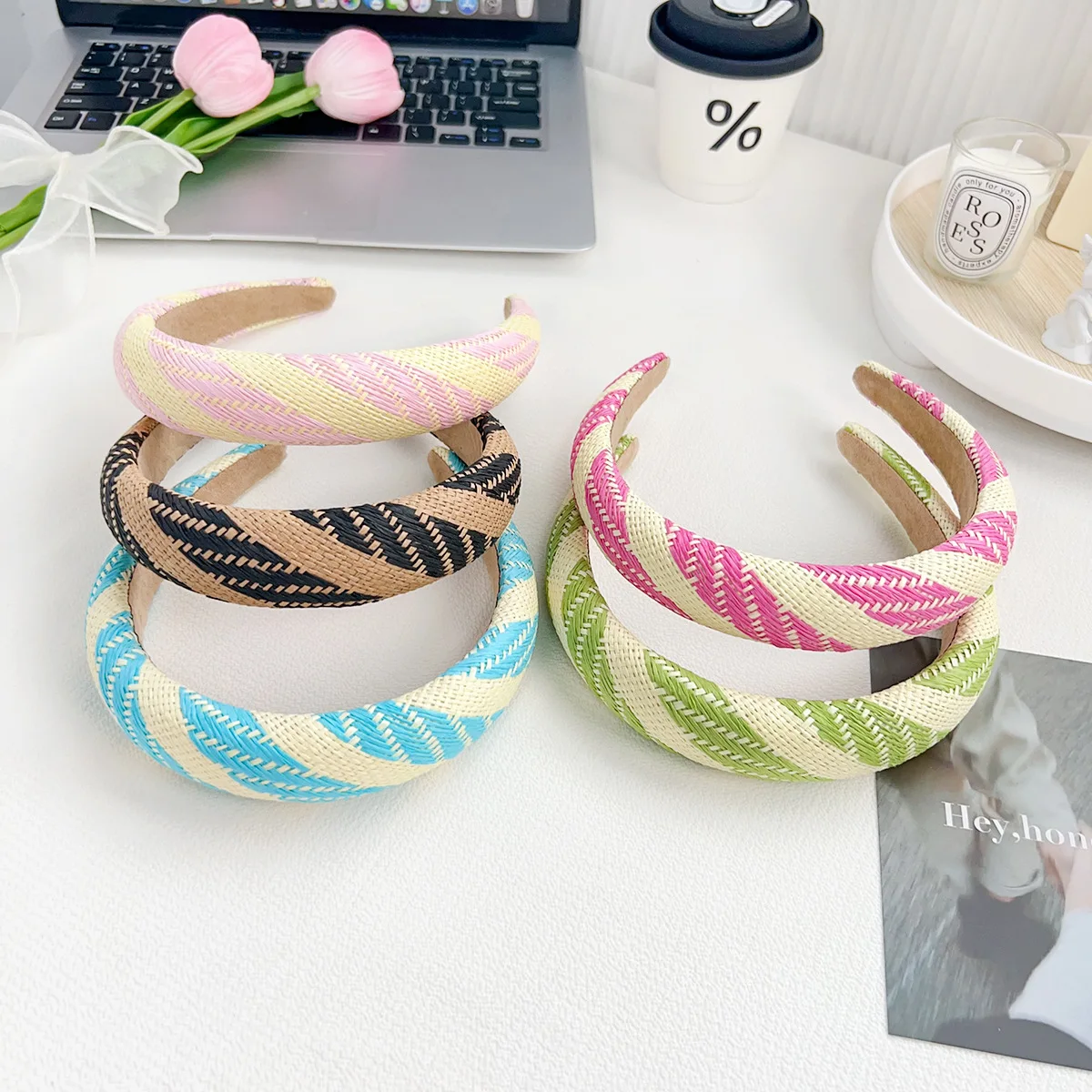 

Comfort Hairband Textured Fabric Headband Non Slip Boho Hair Accessory for Women Pastel Colors