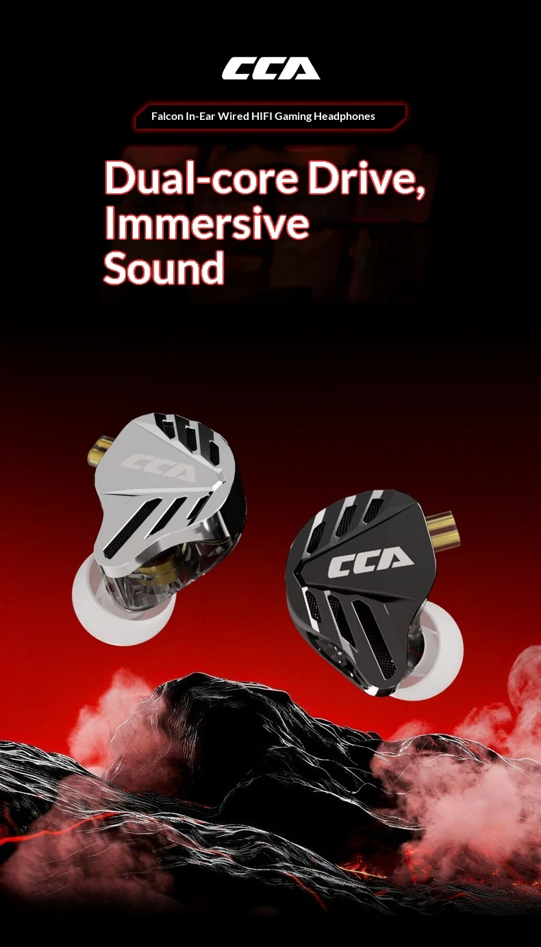CCA FALCON Wired Headset Cooperative Acoustic Double Moving Coil Driving Unit Esports Headset LCP Diaphragm Composite Material