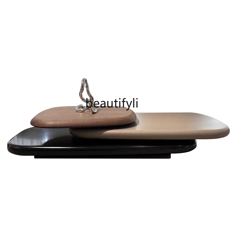 

Modern minimalist rotating special-shaped coffee table living room Italian creative solid wood edge table