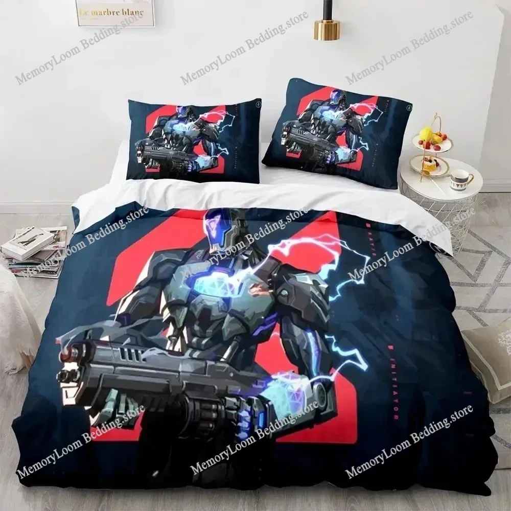 

3D Print Game Neon Valorant Bedding Set Duvet Cover Bed Set Quilt Cover Pillowcase Comforter king Queen Size Boys Adult Bedding