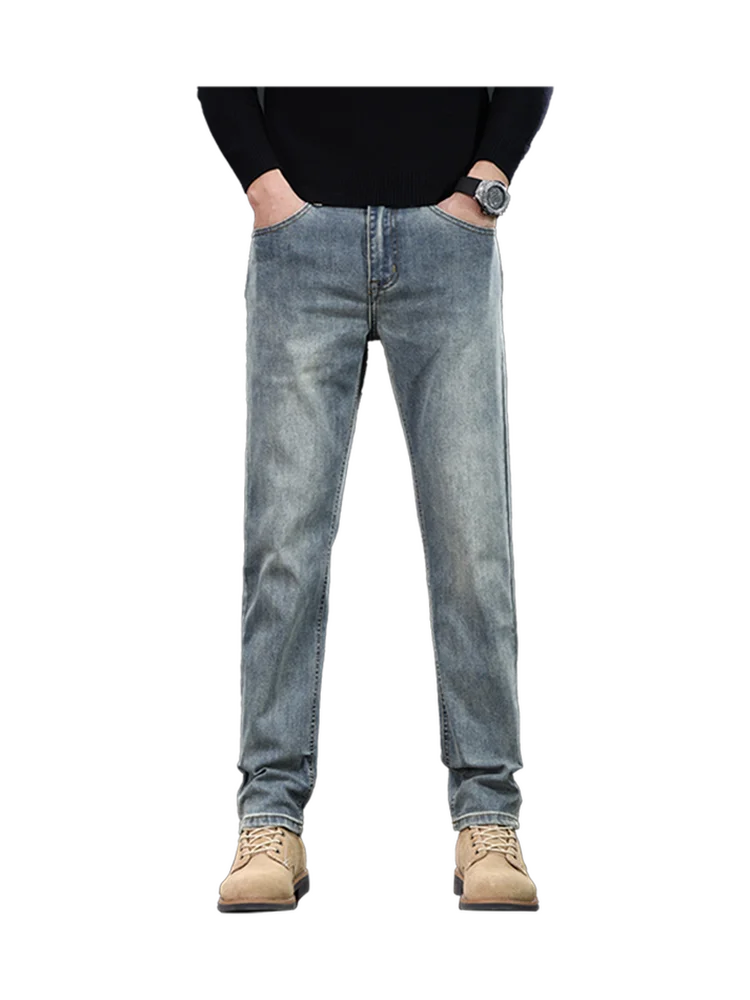عارضة ركاب V9 الجينز الغربي الرجال الأمريكية الرجعية سليم صالح بسط السراويل الطويلة الشباب العصرية القطن البوليستر سباندكس مزيج #5