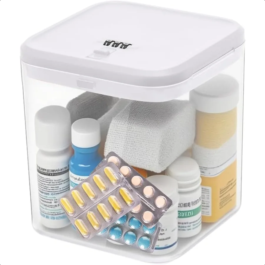 

Clear Lockable Storage Box with Combination Lock Heavy Duty MedicineFood Snack Electronics Organizer Jar Childproof Phone Jail