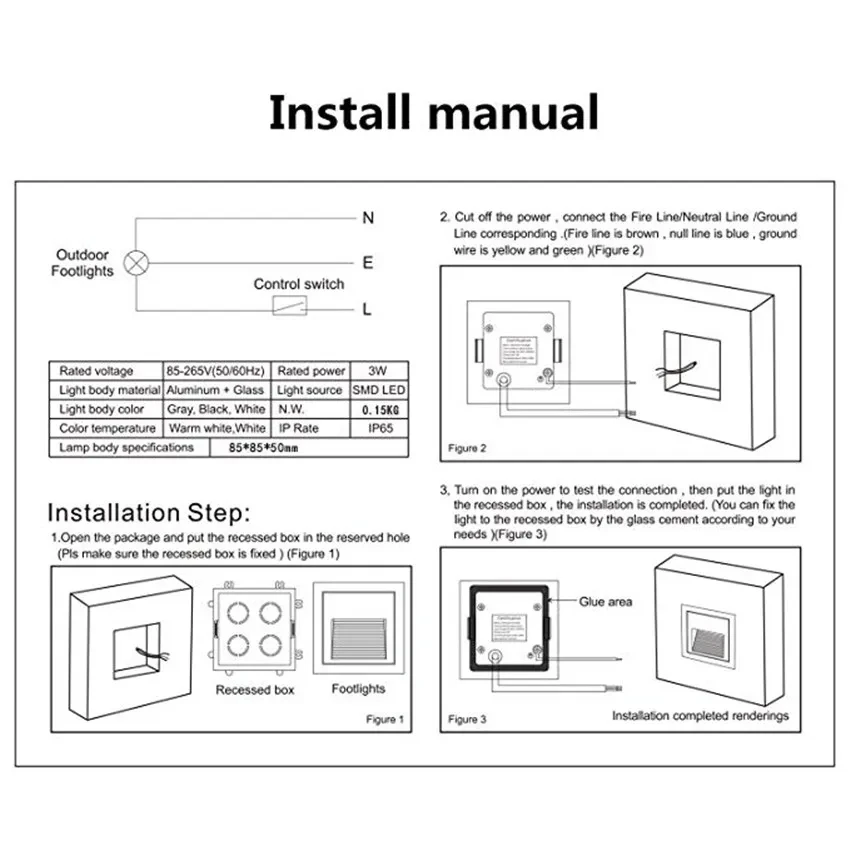 Lámpara LED de pared empotrada, luz de escalera, decoración interior y exterior, luz de paso, escalera, luz nocturna, lámpara de pared de pasillo,