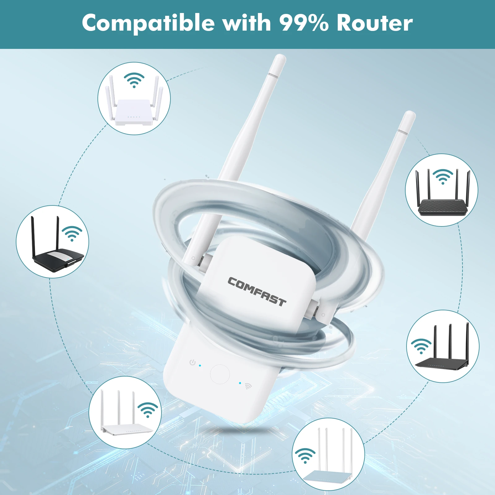 NEWFAST 300Mbps Wireless WiFi Repeater Amplifier Router 2.4GHz Wi-Fi Signal Extender High Gain Antenna Repeteur Booster NF-RE513