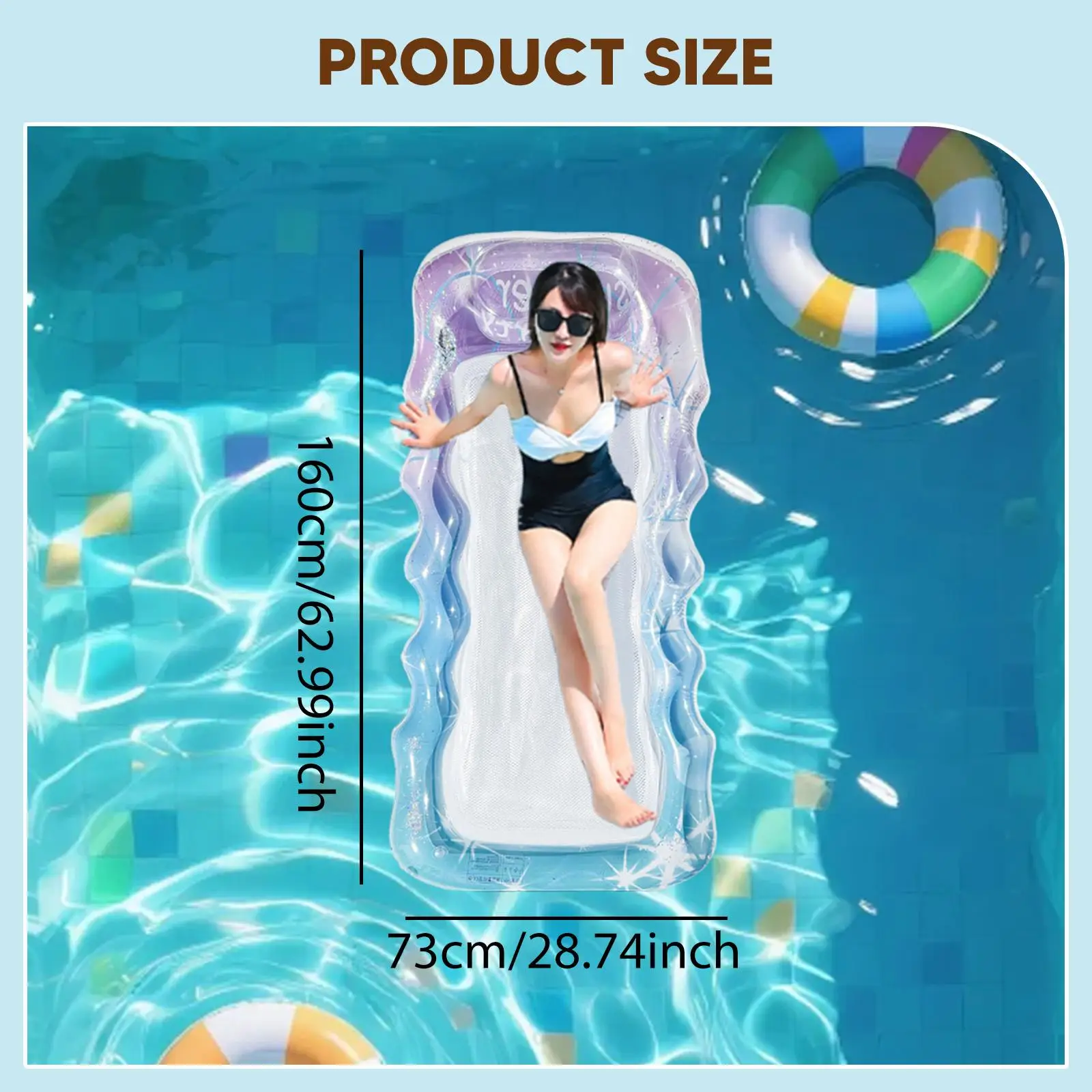 

Water Hammock Inflatable Pool Mattress Ergonomic Lounger Chair Sunbed for Lake Beach Party Floating Pool Fun Adult