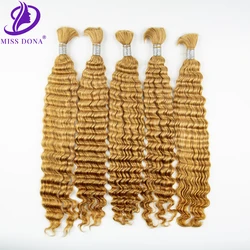 Original Human Hair Bulks Blonde No Weft Human Hair Extension Bundles Deep Curly Hair Human Hair For Braids