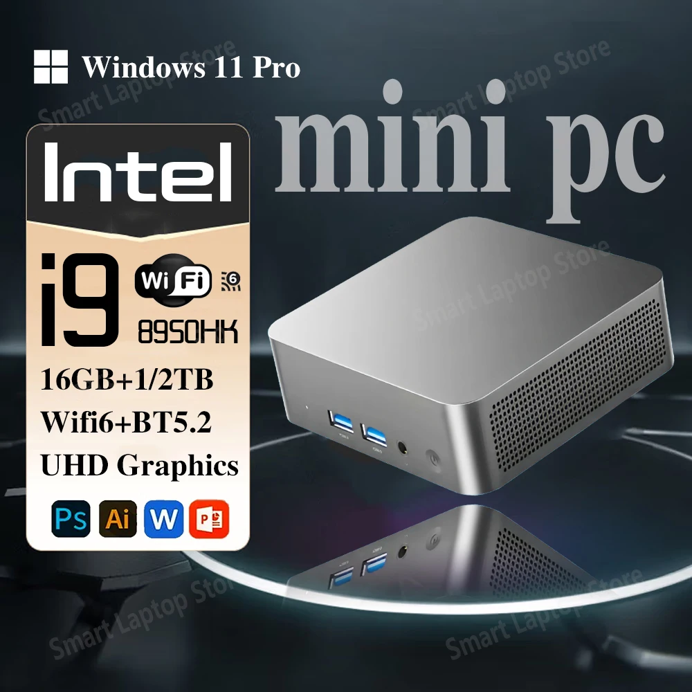 Windows 11 Портативный мини-ПК геймер Intel Core i9 8950HK/N5095A Мини-ПК 16 ГБ DDR4 512 ГБ 1 ТБ SSD 1000M Ethernet Настольные ПК для игровых ПК