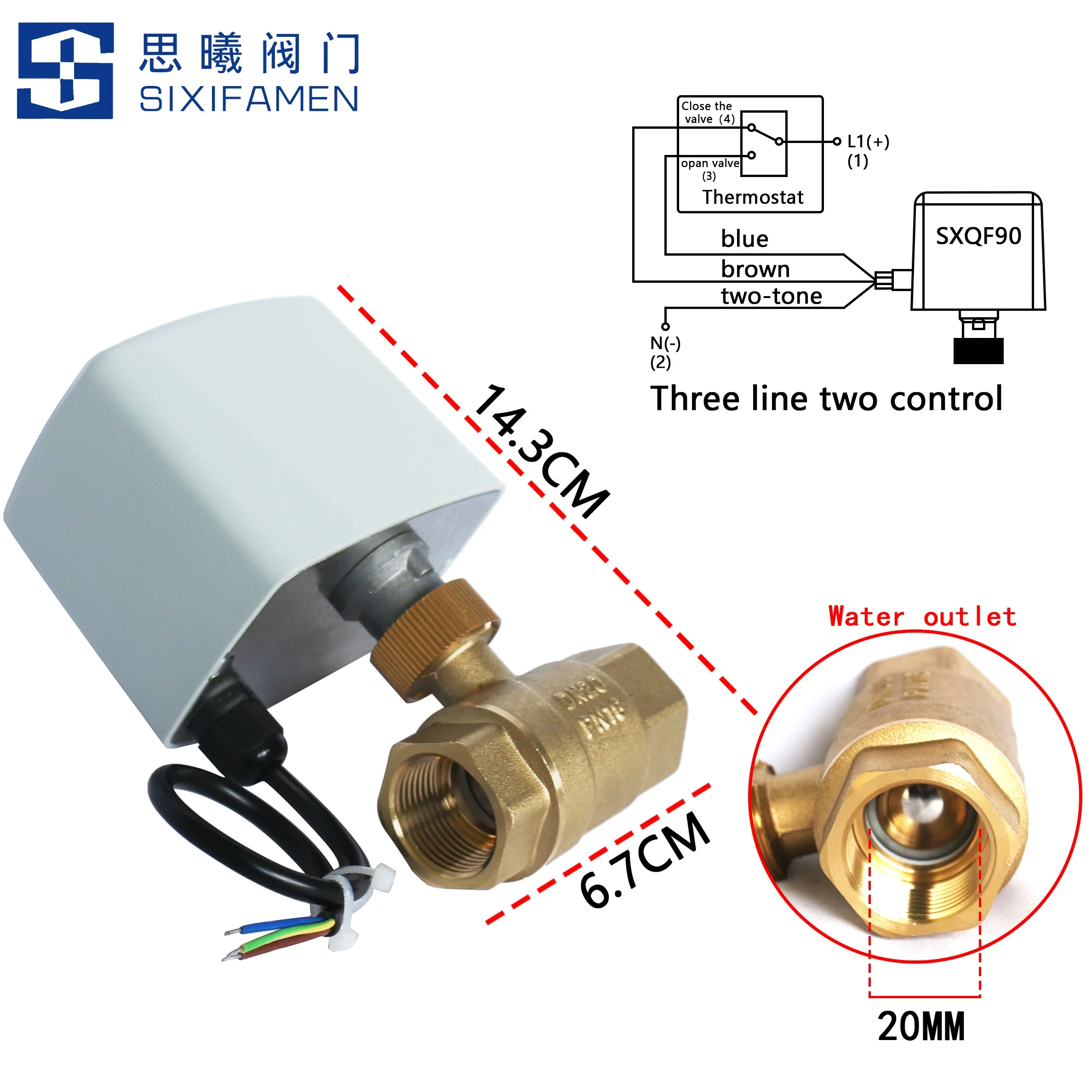 1/2" 3/4" 1" Full Bore Electric Ball Valve, Electric Two-way Valve, Three-wire Control for Various Water Supply Systems