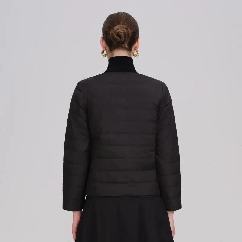 Down Coats V Neck Single Breasted Down Coat Solid Women Outerwear Cardigan Loose Spliced Casual Buttons Long Sleeve Winter