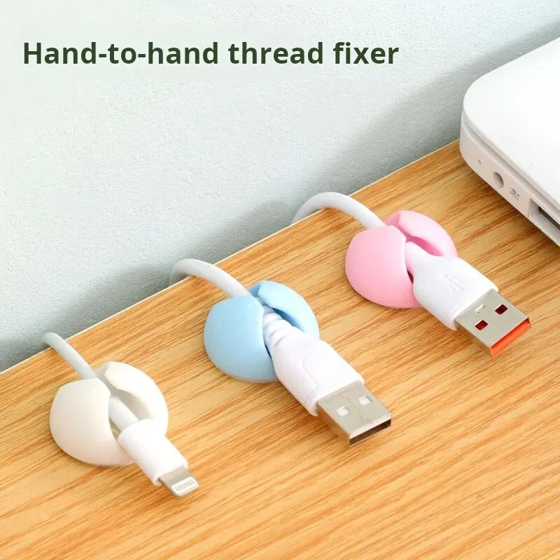 Fixed Cable Device Round Desktop Data Cable Storage Fixed Clip Car, Desktop Organising Supplies (6pcs)