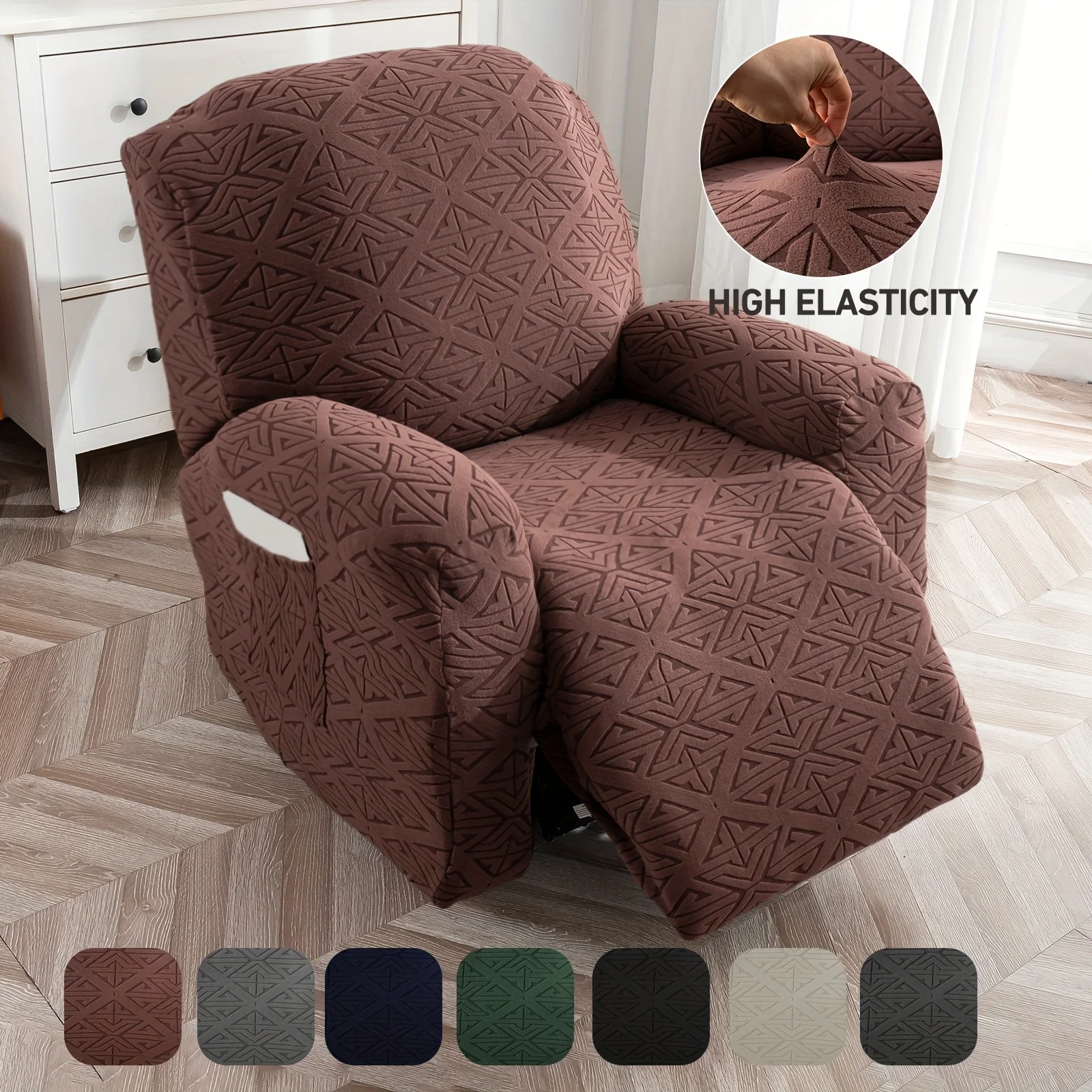 

1SEAT Recliner Slipcovers, Four Seasons Stretch Recliner Slipcover with Pocket, Removable, Washable, And Soft Recliner SlipChair