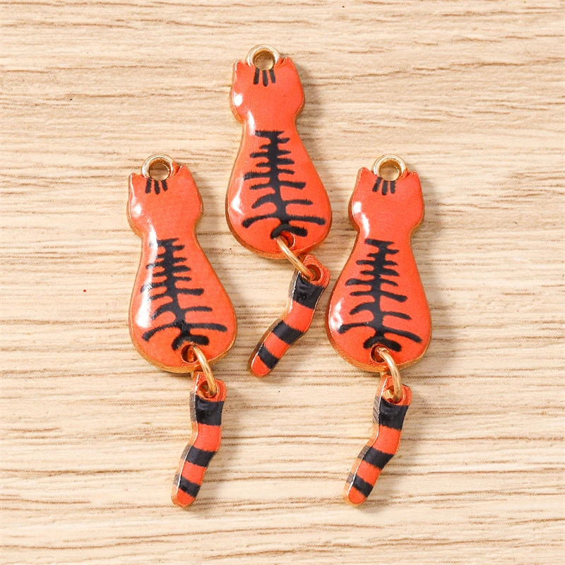 10 Stück 10x35mm Cartoon Emaille Tier Katzen Charms Anhänger zum Basteln von Halsketten, Ohrringen, Armbändern, DIY-Handwerk, Schmuckzubehör – Detail 11