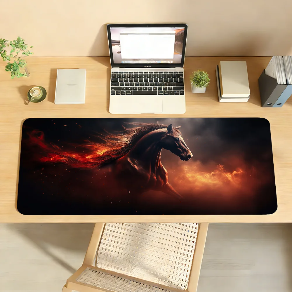

Коврик для мыши Fire Horse, нескользящий, с фиксирующим краем, для ПК и ноутбуков, резиновый, для офиса, для клавиатуры, большой игровой коврик XXL