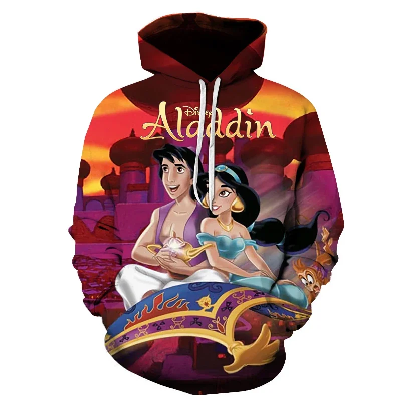 Fashion 3D Disney Aladdin Men Women Hoodie Kids Casual Streetwear Long Sleeves Sweatshirts Boys Girls Autumn Tops Coats Pullover