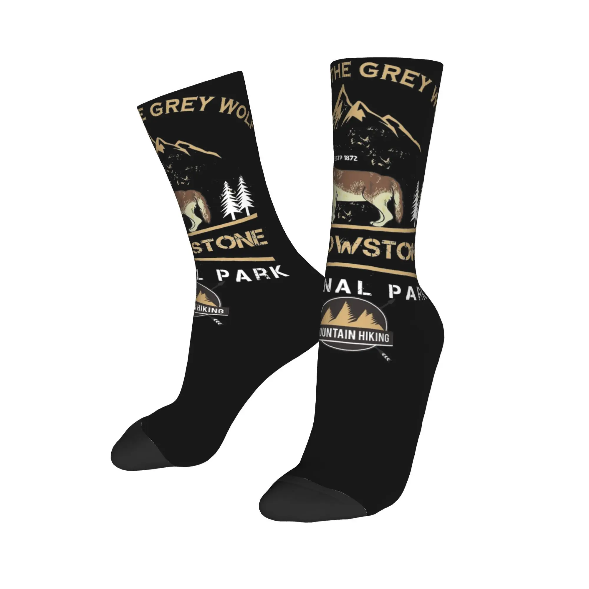 Yellowstone National Park Grey Wolf  Socks Merch For Men Women  Crew Socks Cute Best Gift Idea