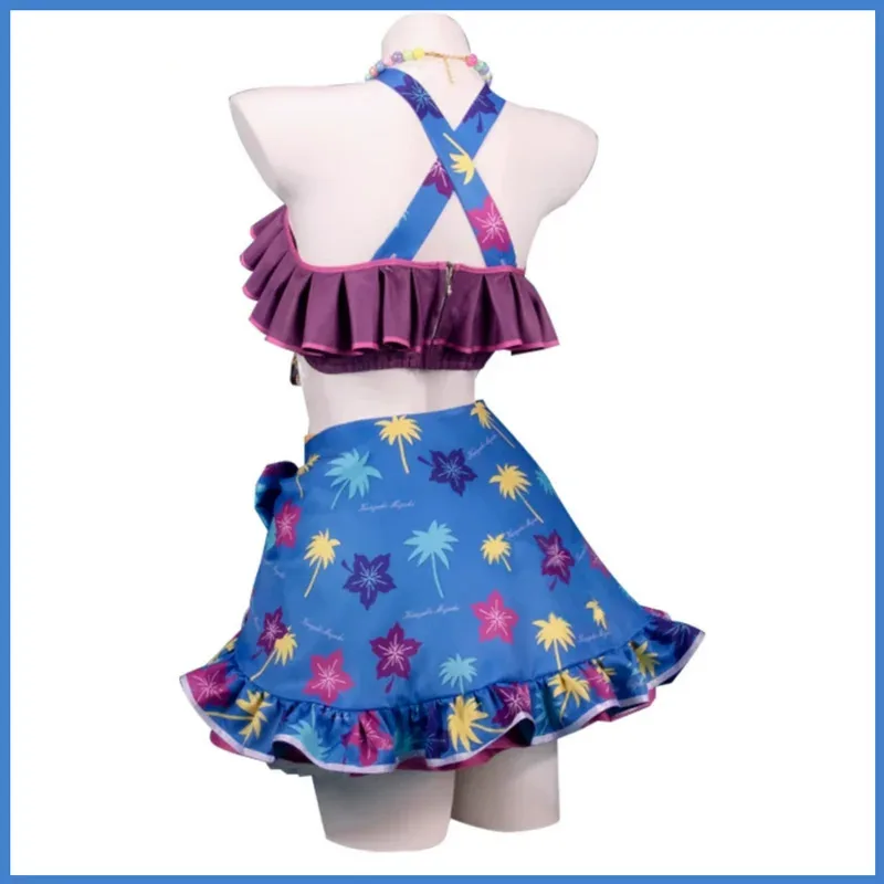 Disfraz de Cosplay de Anime Aikatsu! Kanzaki Mitsuki Natsuki Mikuru, traje de baño para el día de verano, falda, peluca, traje de Bikini Sexy para fiesta en la playa 5f