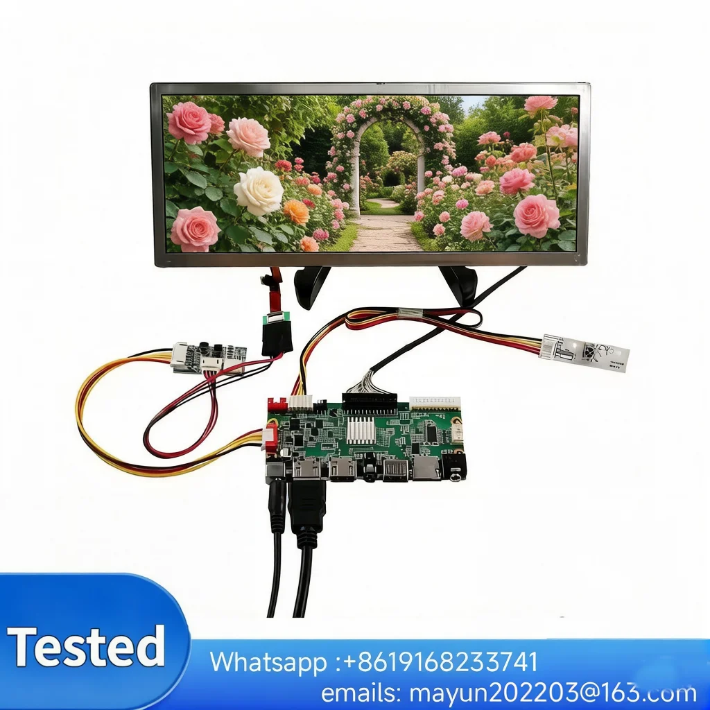 10.3-inch IPS LCD: HSD103KPW2, 1920×720 resolution, includes controller board (HDMI/USB/SD card).