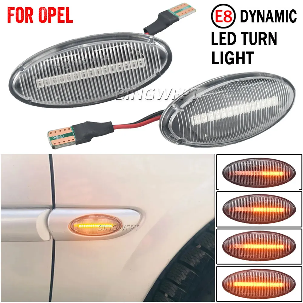 2PCS For Opel Vauxhall Vectra B Mk1 1995 1996 1997 1998 1999 2000 2001 2002 2003 Dynamic LED Side Marker Light Turn Signal Lamp