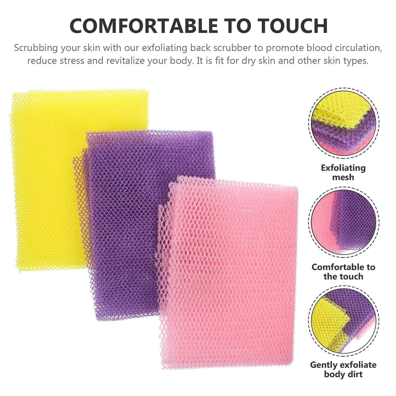 

3pcs African Exfoliating Shower Net Long Body Scrubber For Deep Clean Skin Bath Sponge Washcloth Mesh Tool