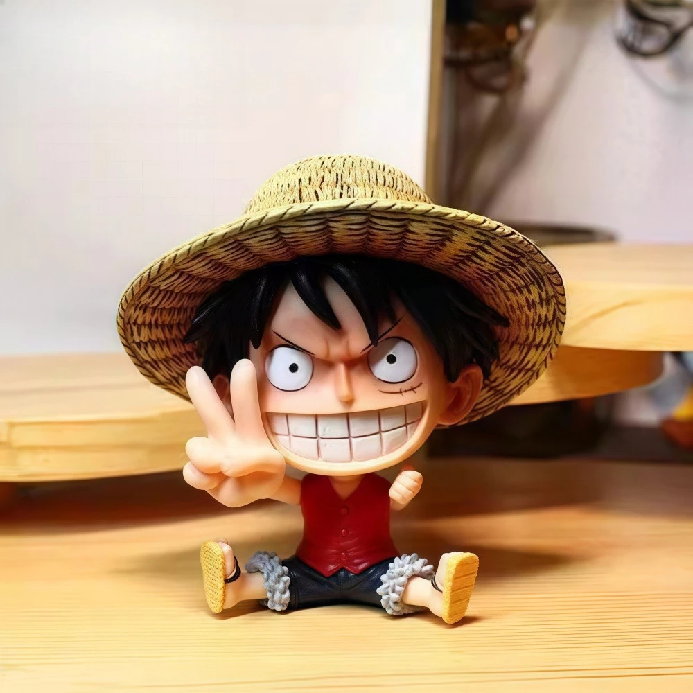 One Piece Testa Grande Seduta Posa Anime Figure Rufy Zoro Chopper Modelli da Collezione Desktop Decorazione Auto Ornamento per la Casa Ragazzo