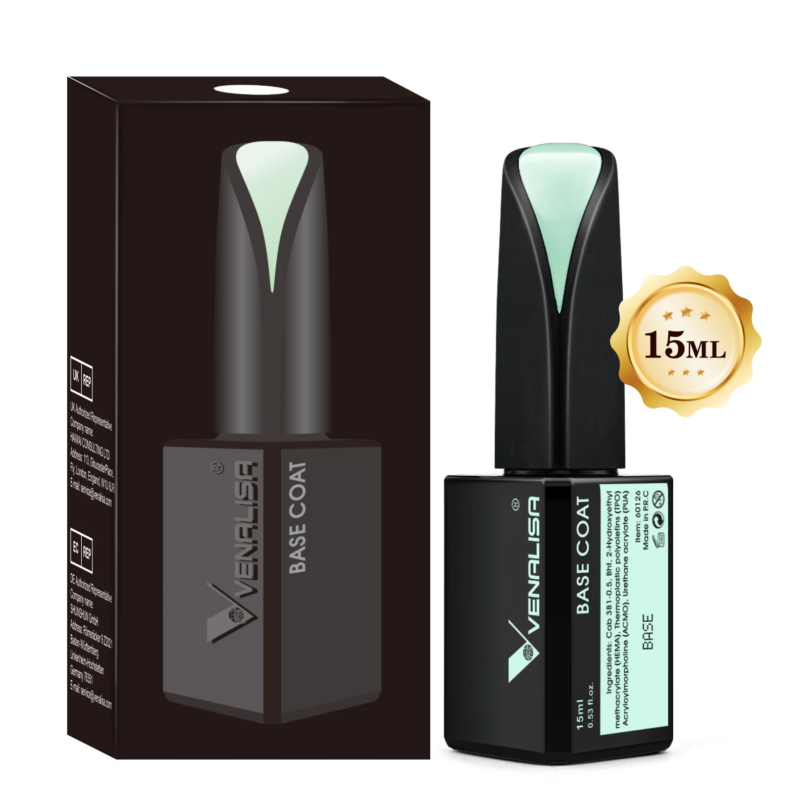 15ml VENALISA Color Nail Gel Polish Ultra Glossy Anti-Yellow Diamond Top Coat Soak Off UV LED Semi Permanent Gel Nail Lacquer