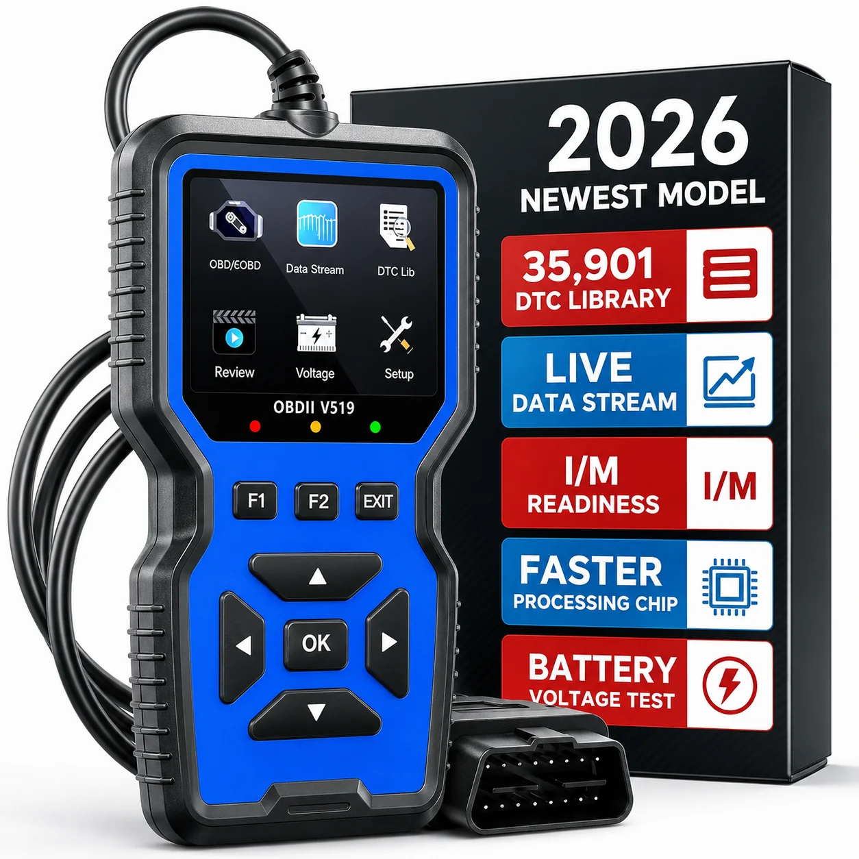 New Professional OBD2 Scanner Full Function Car Diagnostic Tool Engine Fault Code Reader with Reset Function Mode 6/8 Support EO